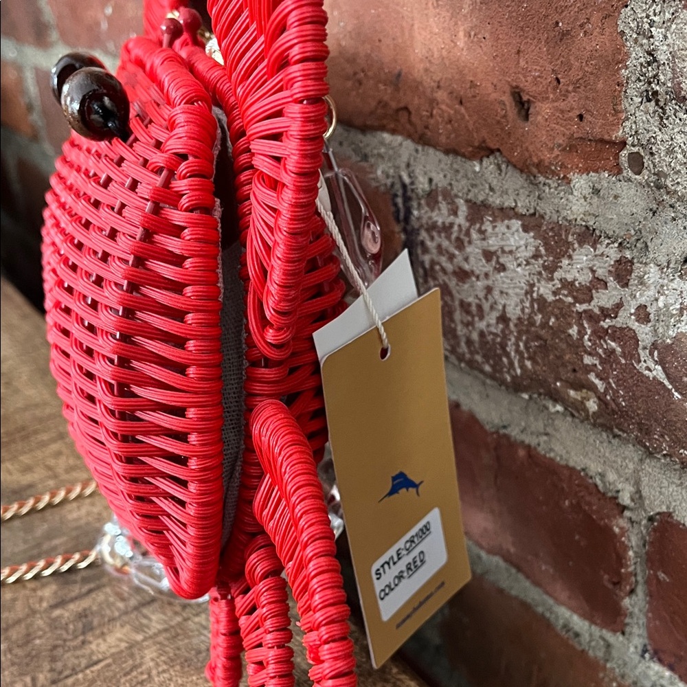 Tommy Bahama Red Woven Crab Crossbody Bag - Picture 7 of 11